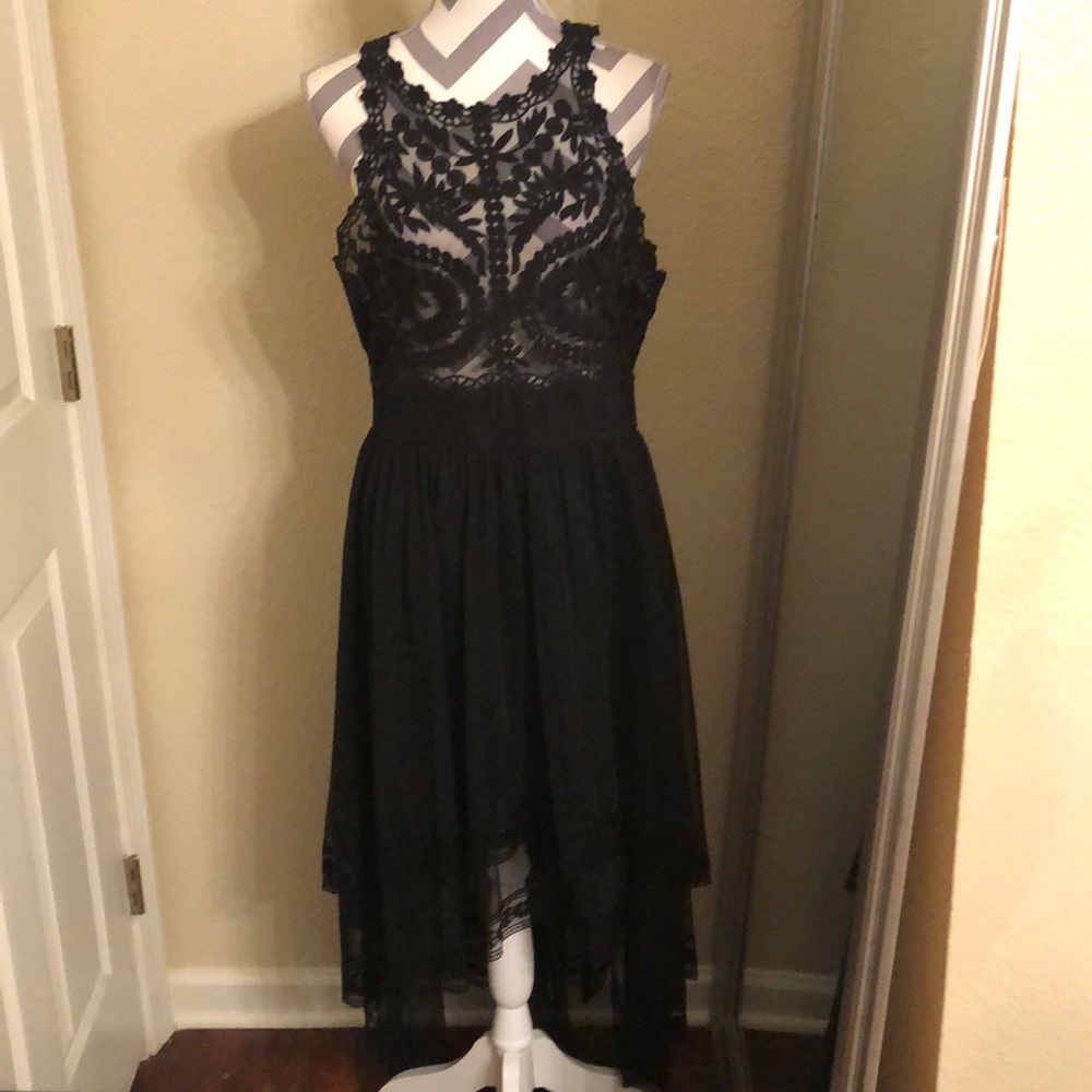 Hi-lo embroidered tulle dress